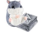 Coperta Criceto Cuscino 2In1 Accogliente Mascotte Grande Per Bambini Viaggio Peluche