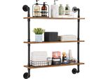 Scaffale Galleggiante Industrial - Scaffale Tubolare Scaffale A Parete - 3 Livelli - 81,3X20Cm - Design Moderno Per Aree Living E Business