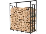 Deposito Per Legno Da Esterno, Grande Capacità 300 Kg, Struttura In Metallo Resistente, Nero