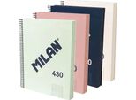 Milano Confezione Da 4 Quaderni A Spirale A4 Con Copertina Rigida Carta Quadrettata 120 Fogli 95 G/M² 430-Collezione Dal 1918 5X5 Mm Trasparente Trasparente Taglia Unica