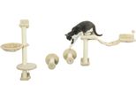 Scaffale Da Parete Per Gatti, Quattro Livelli, Materiale In Legno, Funzione Amaca, Beige, 84,5X19X54 Cm