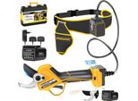 Potatore Elettrico, Potenza 1150 W, Diametro Di Taglio 0-45 Mm, Motore Brushless, PRU45 Plus Giallo, Due Batterie