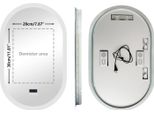 Specchio Da Bagno Ovale A Led, Altoparlante Bluetooth, Funzione Antiappannamento, 50X80Cm