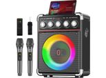 Macchina Per Karaoke, Altoparlante Portatile, Microfono Senza Fili, Nero