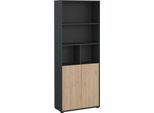 Dmora Libreria Arancio 34.3X79.6X204.7H Cm Marrone, 2 Ante 4 Ripiani