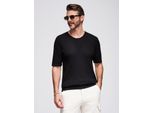 T-Shirt In Maglia Ombre Con Bottoni Sulla Scollatura Nera Xxl