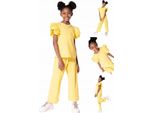 Mod Jeans | Set Estivo Per Bambine - T-Shirt Con Volant E Pantaloni Larghi - Giallo - Comodo Ed Elegante Taglia 152, Età 12 Anni