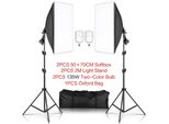 Set Di Illuminazione Softbox Per Fotografia, Softbox 50X70Cm, Stativi Luminosi Regolabili, Lampadina Bicolore