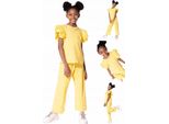 Mod Jeans | Completo Estivo Per Bambina - Maglietta Con Volant E Pantaloni Larghi - Giallo - Comodo E Alla Moda Taglia 128, Età 8 Anni