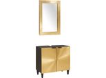 Syfax™ Set Di Armadi Da Bagno 2 Pcs Nero E Oro Legno Di Mango Massello