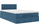 Syfax™ Struttura Letto Pouf Con Materasso Blu Scuro 120X200 Cm Velluto