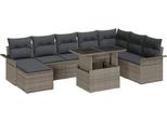 Syfax™ Set Divano Da Giardino Con Cuscino 9 Pcs Grigio Polyrattan