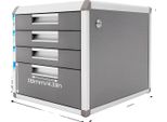 Armadio Portadocumenti, 4 Cassetti, Design Resistente, Grigio Argento