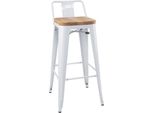 Sgabello Bistrot Bolero Con Schienale In Legno E Cuscino Di Seduta, Bianco, (4 Pezzi)