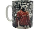 Manchester United Fc - Tazza Da Caffè "Eric Cantona"", Foto Del Giocatore, Ceramica, 312Ml GF591 (Taglia Unica) (Bianco/Grigio/Rosso)"