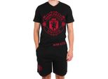 Manchester United Fc - Pigiama Con Pantaloncini Da Uomo GF711 (M) (Nero)