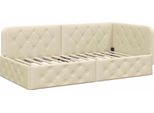 Vidaxl Struttura Letto Ad Angolo Con Testiera Crema 90 X 200 Cm In Tessuto
