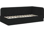 Vidaxl Struttura Letto Ad Angolo Con Testiera Nera 100 X 200 Cm In Tessuto