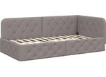 Vidaxl Struttura Letto Ad Angolo Con Testiera In Tessuto Tortora 100 X 200 Cm