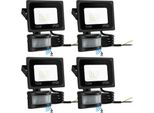 Bettizia Faretto Led Con Rilevatore Di Movimento 4X 10W, Impermeabile IP66, Faretto Da Giardino, Proiettore Led 6000K