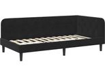 Vidaxl Struttura Letto Ad Angolo Con Testiera Nera 90 X 190 Cm In Velluto