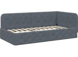 Vidaxl Struttura Letto Ad Angolo Con Testiera Grigio Scuro 90 X 190 Cm In Velluto