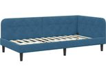 Vidaxl Struttura Letto Ad Angolo Con Testiera Blu 90 X 200 Cm In Velluto