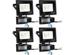 Bettizia Faretto Led Con Rilevatore Di Movimento 4X 20W, Impermeabile IP66, Faretto Da Giardino, Proiettore Led 6000K