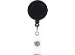 Inf Portabadge Retrattile Nero, 5 Pezzi - Lega Di Zinco E Pvc, Porta Id Sicuro