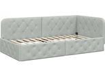 Vidaxl Struttura Letto Ad Angolo Con Testiera Grigio Chiaro 100 X 200 Cm In Velluto