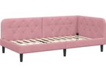 Vidaxl Struttura Letto Ad Angolo Con Testiera Rosa 90 X 200 Cm In Velluto