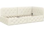 Vidaxl Struttura Letto Ad Angolo Con Testiera Crema 100 X 200 Cm In Velluto