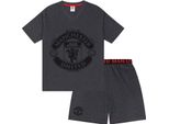 Manchester United Fc - Pigiama Con Pantaloncini Da Uomo GF962 (M) (Grigio)