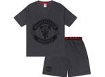 Manchester United Fc - Pigiama Con Pantaloncini Da Uomo GF962 (Xl) (Grigio)