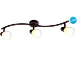 Näve LED Deckenspot "Mestre", Braun, 3, Ø 6,5Cm H: 12Cm, 1 Stk., Leuchten, 3Er LED Wand-U. Deckenspot, E14, Braun, Glasschirm Weiß, LED Deckenspot