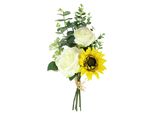 Kunstblume I.Ge.A. "Bouquet Rosen/Sonnenblume", Gelb (Gelb, Weiß), B:20Cm H:42Cm L:20Cm, Polyester, Kunstpflanzen, KüNstlicher Strauß Blume Blumenbouquet Blumenstrauß Rosenstrauß