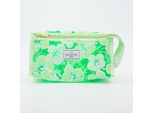 Grüne Kosmetiktasche mit Blumenmuster
