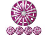 4X Set Di Copricerchi Premium Design Spinel 15 Inch In Argento / Rosa