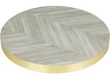 Bolero, Piano Del Tavolo Rotondo Preforato Con Design A Chevron, 600 Mm