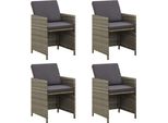The Living Store Sedie Da Giardino Con Cuscino 4 Pz. Poli Rattan Grigio
