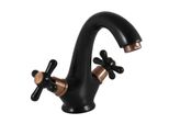 SlezáK-Rav Miscelatore Per Lavabo SlezáK Rav Morava Retro MK128CMATSM Colore: Nero Opaco/Ottone Vecchio, Dimensione: 3/8''