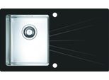 Alveus Karat - Lavello 860X500 Mm, Con Comando Di Scarico, Vetro Nero/Acciaio Inox 1103657