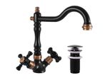 Morava Retro - Miscelatore Per Lavabo Con Bocca Di Erogazione, Nero Opaco/Ottone Vecchio (Bronzo) MK321.0/8CMATSM, Rav SlezáK