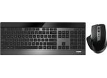 Set Tastiera-Mouse Da Tavolo Senza Fili 3200 Dpi Sensore Batteria Ricaricabile Design Piatto In Alluminio De-Layout Qwertz Pc E Mac - Nero