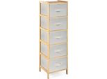 Scaffale In Bambù G21 Con 5 Cestini, Beige