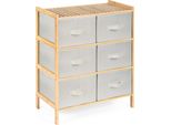 Scaffale In Bambù G21 Con 6 Cestini, Beige