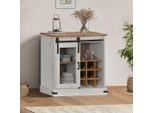 Vidaxl Credenza Halden Con Porta Scorrevole Bianca 80X40X80 Cm In Legno Massiccio