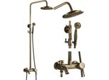 Set Di Miscelatori Per Doccia In Ottone Antico, Design Classico, Comando A Doppia Maniglia, Tipo S