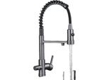 Rubinetto Da Cucina Ad Acqua Filtrata, Design A Doppia Maniglia, Funzione Spray Estraibile, Armi Grigie