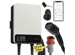 Stazione Di Ricarica Per Veicoli Elettrici, Potenza 22 Kw, Controllo Intelligente Tramite App, 7,5M Con App Bianco, TYPE2